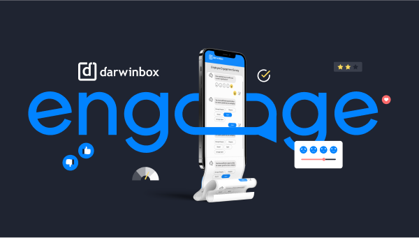 Mobile phone showing Darwinbox Engage in employee listening mode
